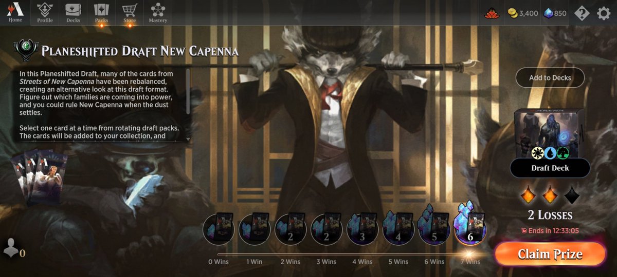 t3dy's tweet photo. Had to win seven elimination games to get this last trophy in Planeshifted #NewCapenna Draft and what a flavor win to cast Soul of Elimination off the Rabble Rousing to mount a comeback in win 7. @fireshoes @LetsLimited @skgilroy @TaJoordan @MtgaUser @DavidBMajors @limiteddecks https://t.co/4hyjYGrluO