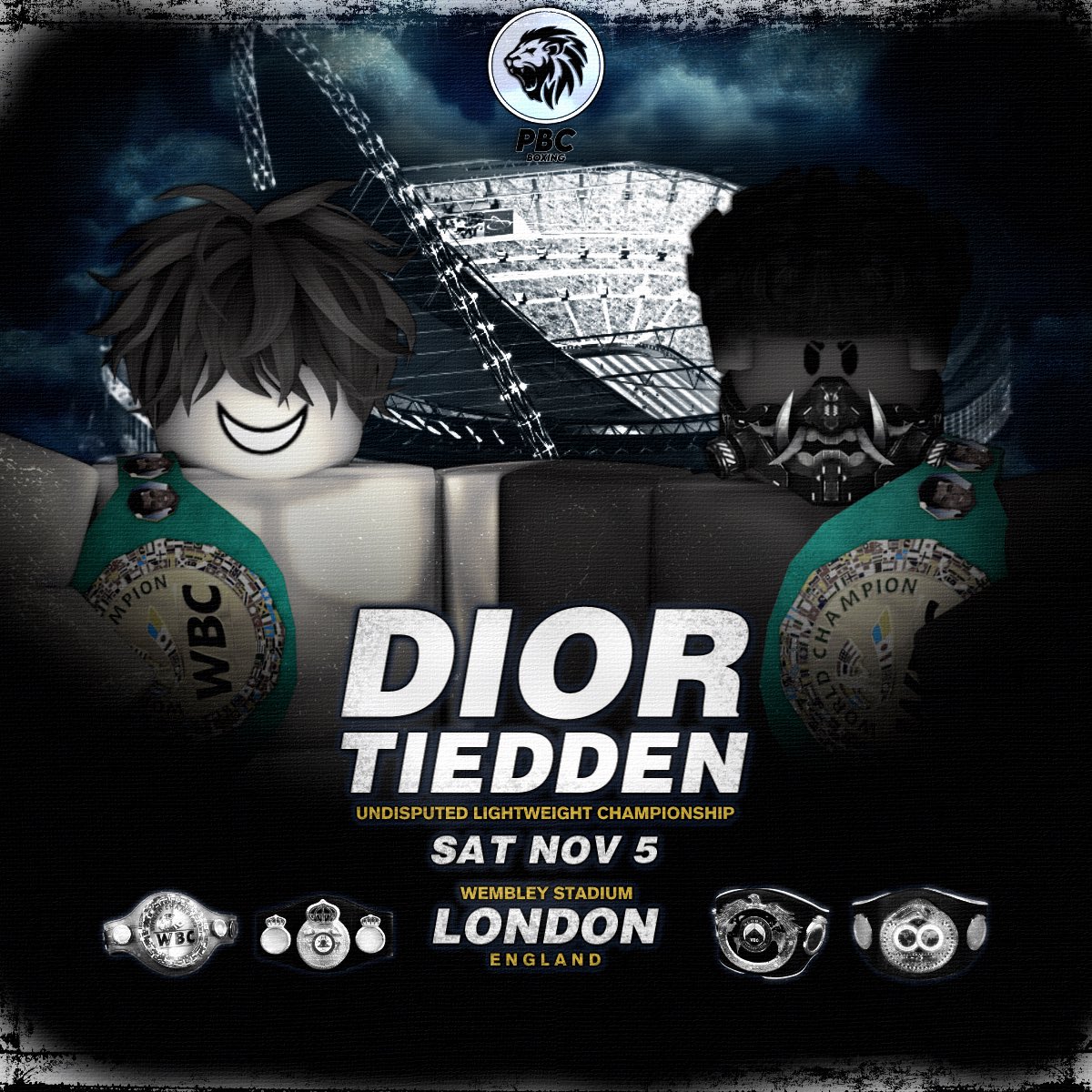OfficialPBC_'s tweet photo. The OFFICIAL PBC 281 Poster 😤 Don’t miss out on this legendary main event. #PBC281 #RoBoxing #Robloxboxing #ROBLOX #Boxing #boxingnews https://t.co/SaBsuEDWnR