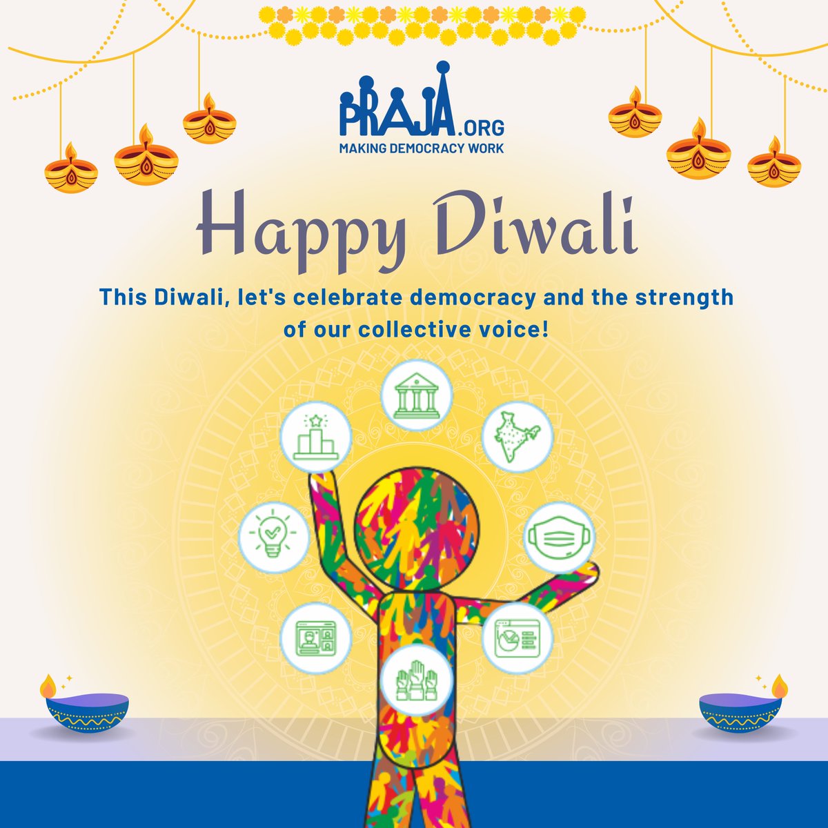 As we light diyas to mark the #FestivalOfLights, let us also remember that it is our right &amp; responsibility as #citizens to participate in the #democratic process. Let us pledge to use our voices to stand up to build a brighter future for all. 
#Praja wishes #HappyDiwali to all!