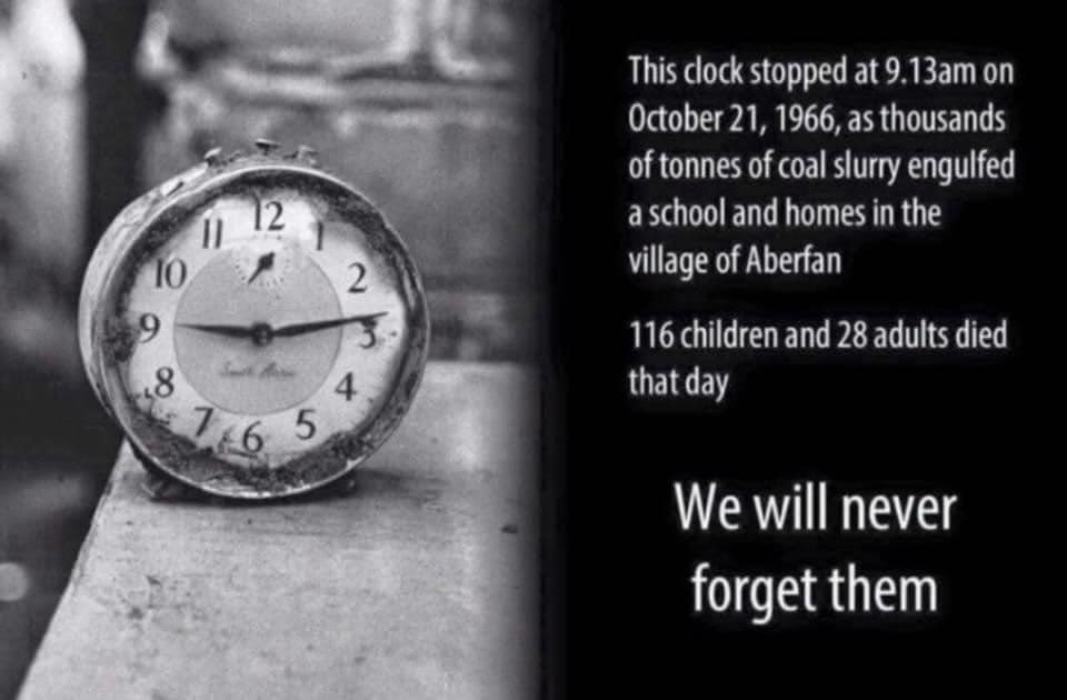 56 years ago today, the lives of the people living in Aberfan changed forever. Today I will remember the 116 children and 28 adults who tragically died that day. #Aberfan