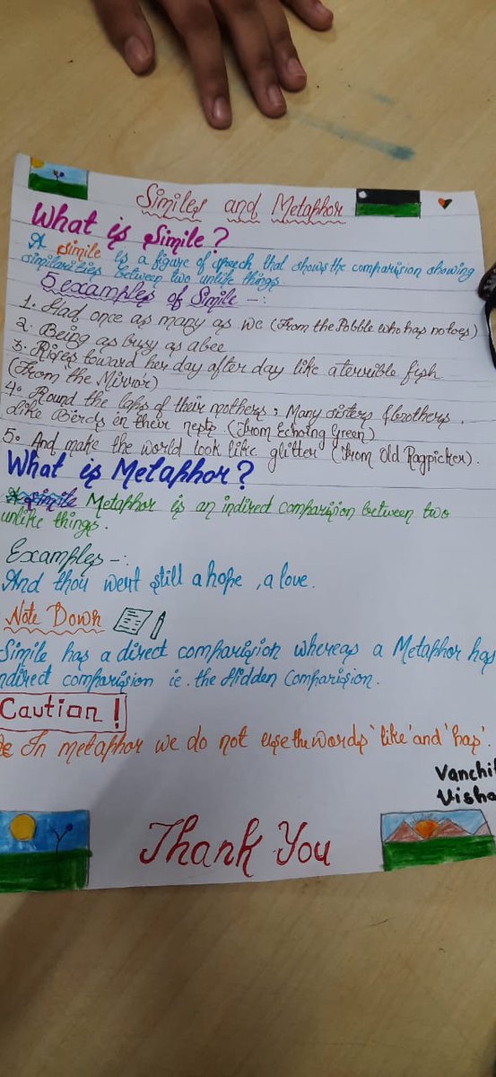 SAI_Edu_In's tweet photo. Creative Presentations on Similes & Metaphors by Class VI students as they learn about poetic devices.
#PoeticDevices
#Literature
#Similis
#Metaphors
#Presentation
#Creativity
#21stCenturySkills https://t.co/hHHRa4pzEY