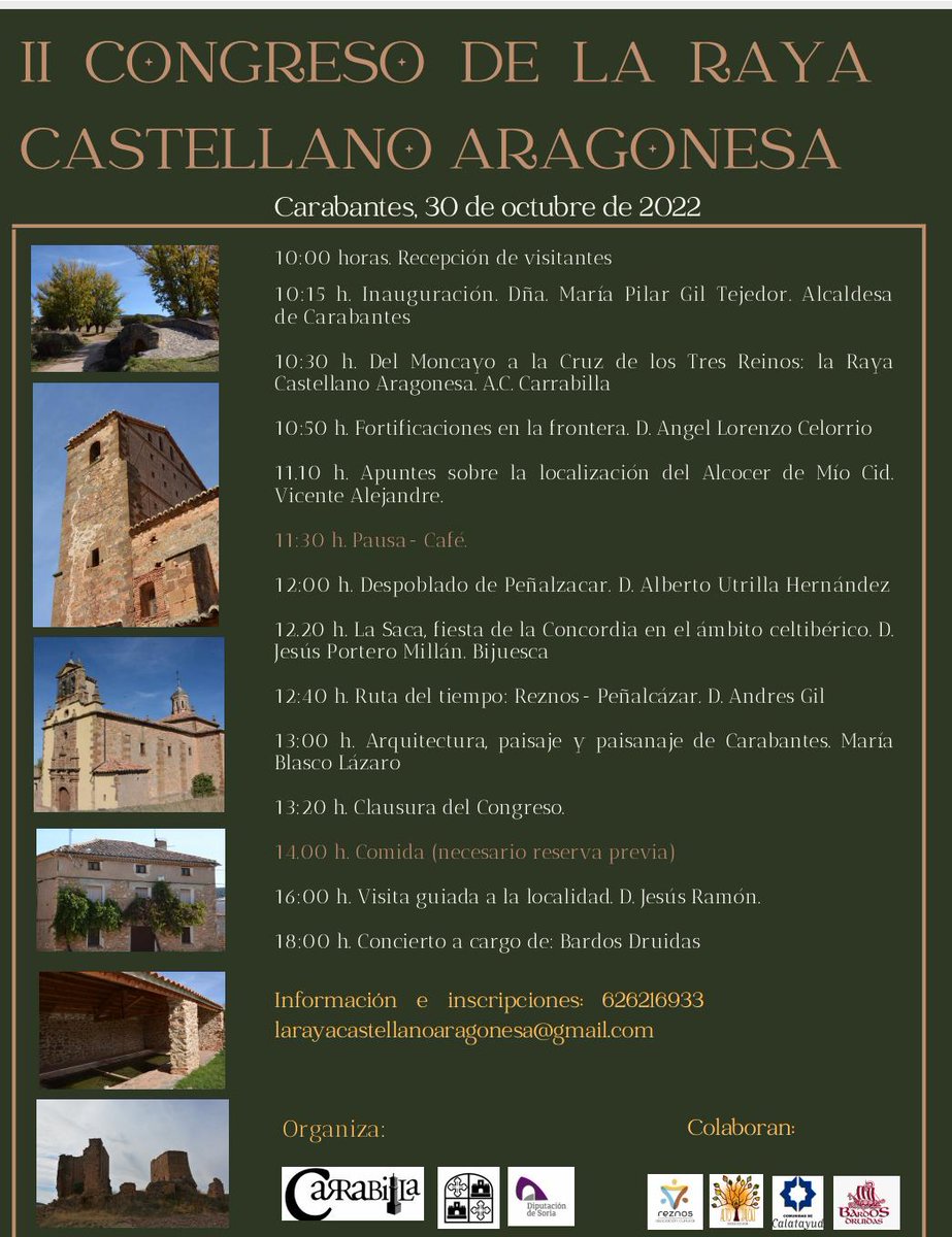 angive10's tweet photo. Tras el I Congreso  celebrado en Pozuel de Ariza en abril 2019,  con la finalidad de poner en valor el espacio geográfico, natural y cultural de esta zona de frontera castellano-aragonesa, se vuelve a retomar la propuesta con 
este II Congreso que será acogido en Carabantes, https://t.co/1Wce0ef0B6