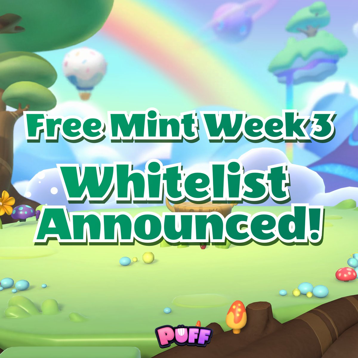 #Puffverse Free Mint WL Week 3 Announcement 🪄 🎊 Eligibility: bit.ly/P-WL 👑 Mint to join #PuffGenesis Lottery w/ a boost of 80% possibility later today 📍 Remember to join our Ice Breaking Events!! Mint at 12 PM (Noon) UTC today 👉🏻 puffverse.pro/mint #NFT
