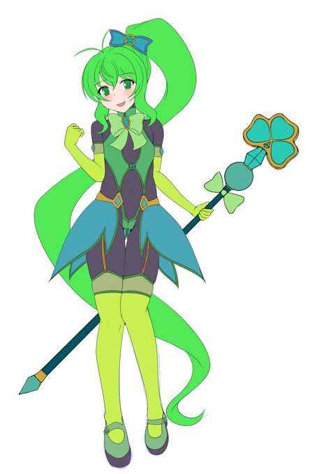 魔法少女ちゃん緑の下描きです
没絵の骨格を利用しました 