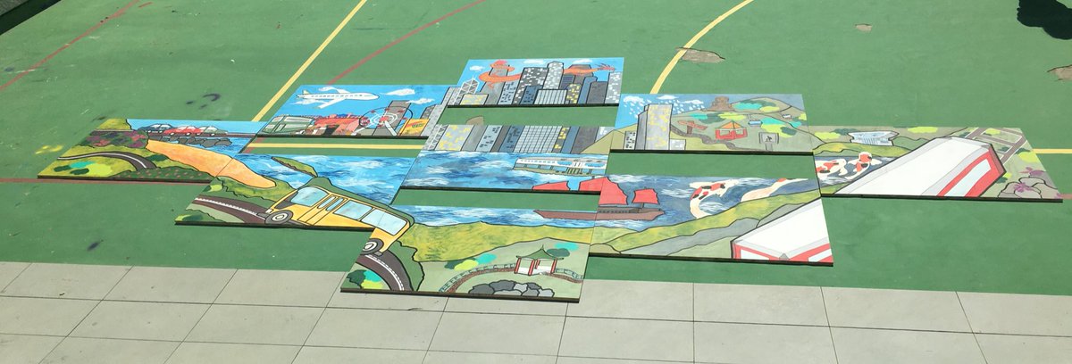 EmilyHillVAEd's tweet photo. Discovery Week this year allowed us 3 days to create this epic mural to be installed on a external wall. The whole design was student generated and painted collaboratively. I cannot wait to see it installed later in the year! #arteducation #hongkong #mural https://t.co/Q4EAABNp9E