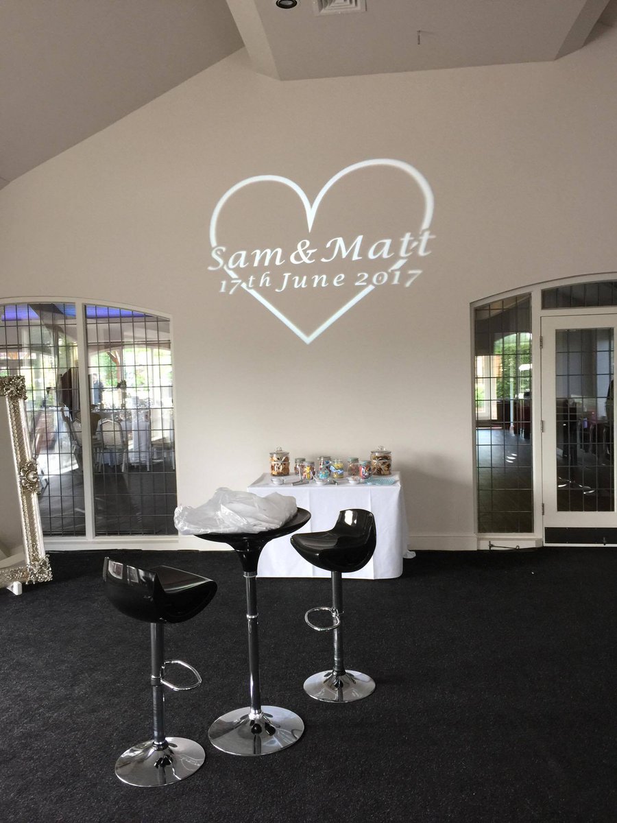 greenclawsent's tweet photo. Did you know ..... we can project your name in lights? We get custom gobos (little stencils that goes inside a light) created and we can adjust the colour and location of the design around the room! #weddinglighting #weddingideas # https://t.co/ZerQkSyLq0