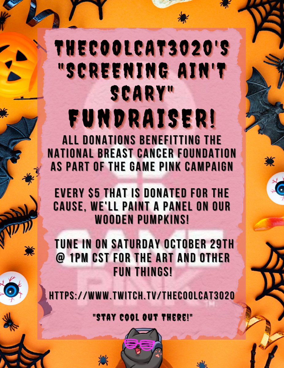 Thecoolcat30201's tweet photo. Hey I'm doing a charity campaign for @NBCF as part of the #GamePink and would love help to spread breast cancer awareness for October is the month to do it!
If you'd like to help please feel free to Retweet and share the message! Thank you @tiltify!
https://t.co/YTdVfXJFul https://t.co/eKro1AhxBD