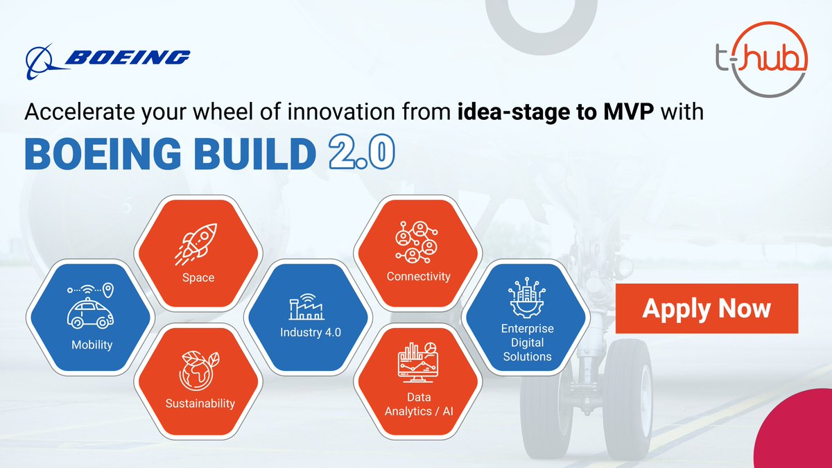 Young innovators are invited to apply for the latest edition of @Boeing_In BUILD 2.0, in association with T-Hub. Join now and give wings to your solutions! Register: bit.ly/3VzYG8a #InnovationEcosystem #InnovateWithTHub #BuildWithBoeing