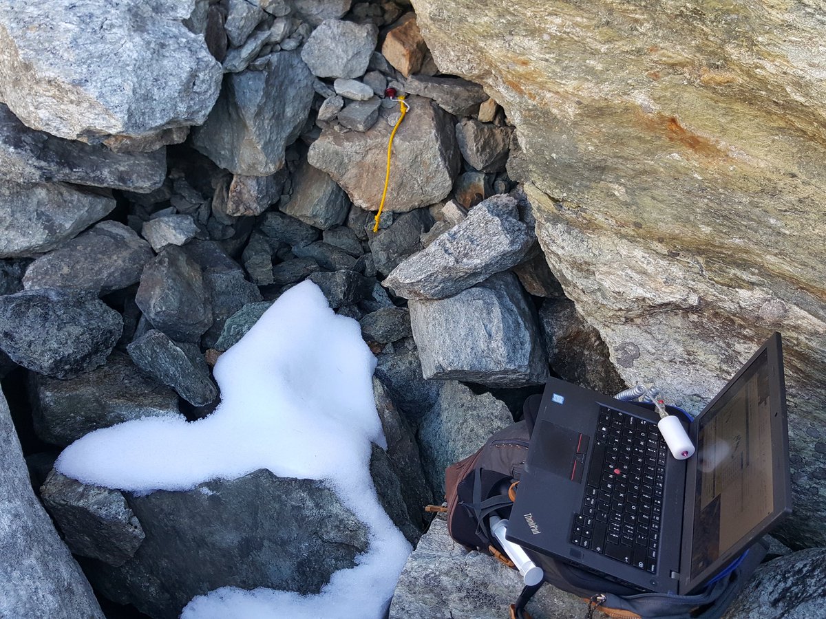 amschwand's tweet photo. I concluded the summer fieldwork season on #rockglacier Murtèl: last temperature logger readouts, last water sampling of the outflow. All sensors are now ready for the winter. Time for data analysis! https://t.co/1EcSjOqM5n