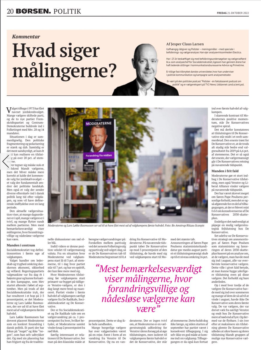 Er I Børsen kommet til at give det kommende valg navnet: Jordskælvsvalget. Så må vi se 1. november, om det var helt ved siden af. #dkpol