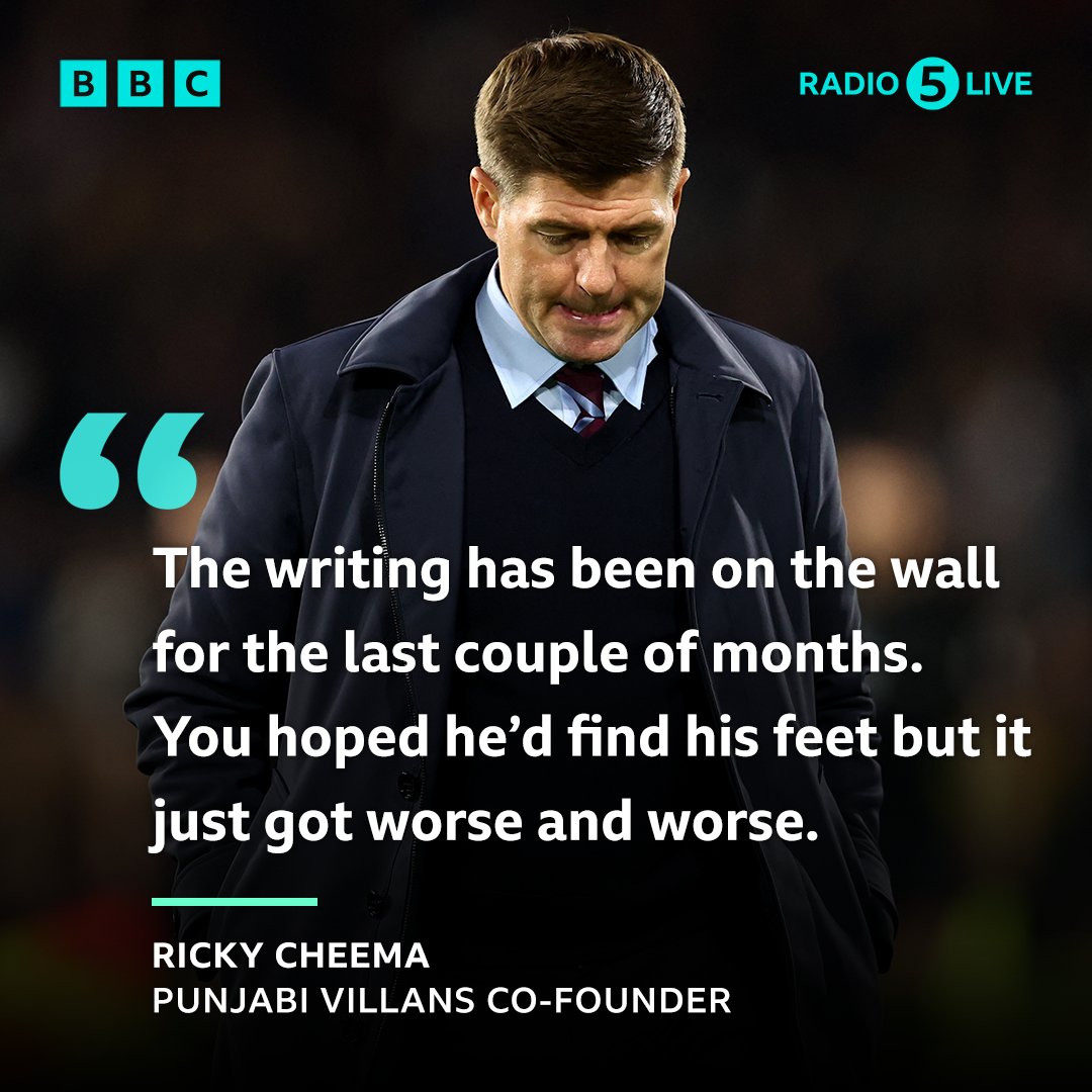 bbc5live's tweet photo. ⚽️'[The fans] did get behind him but things fell down when he lost Michael Beale' 

🗣@ChrisWarburton_ speaks to Aston Villa fan @RickyCheema after the sacking of manager Steven Gerrard.