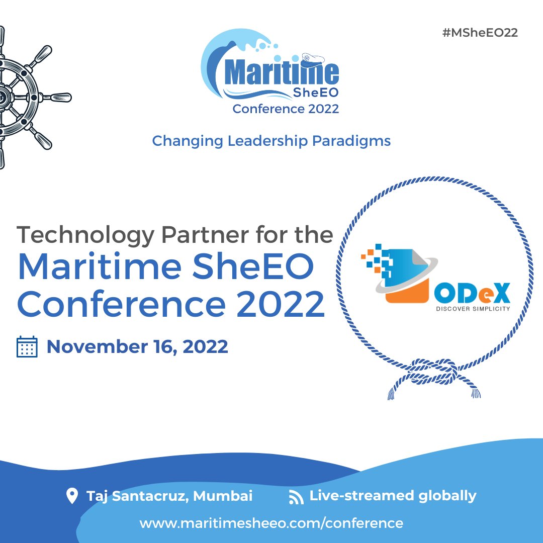 MaritimeSheeo's tweet image. We&apos;re excited to announce that ODeX India Solutions Pvt Ltd is our Technology Partner for the #MaritimeSheEO Conference 2022. 

With their help, we will be streaming the conference for our international viewers to attend. More details on that later.

#MSheEO #shippingtechnology