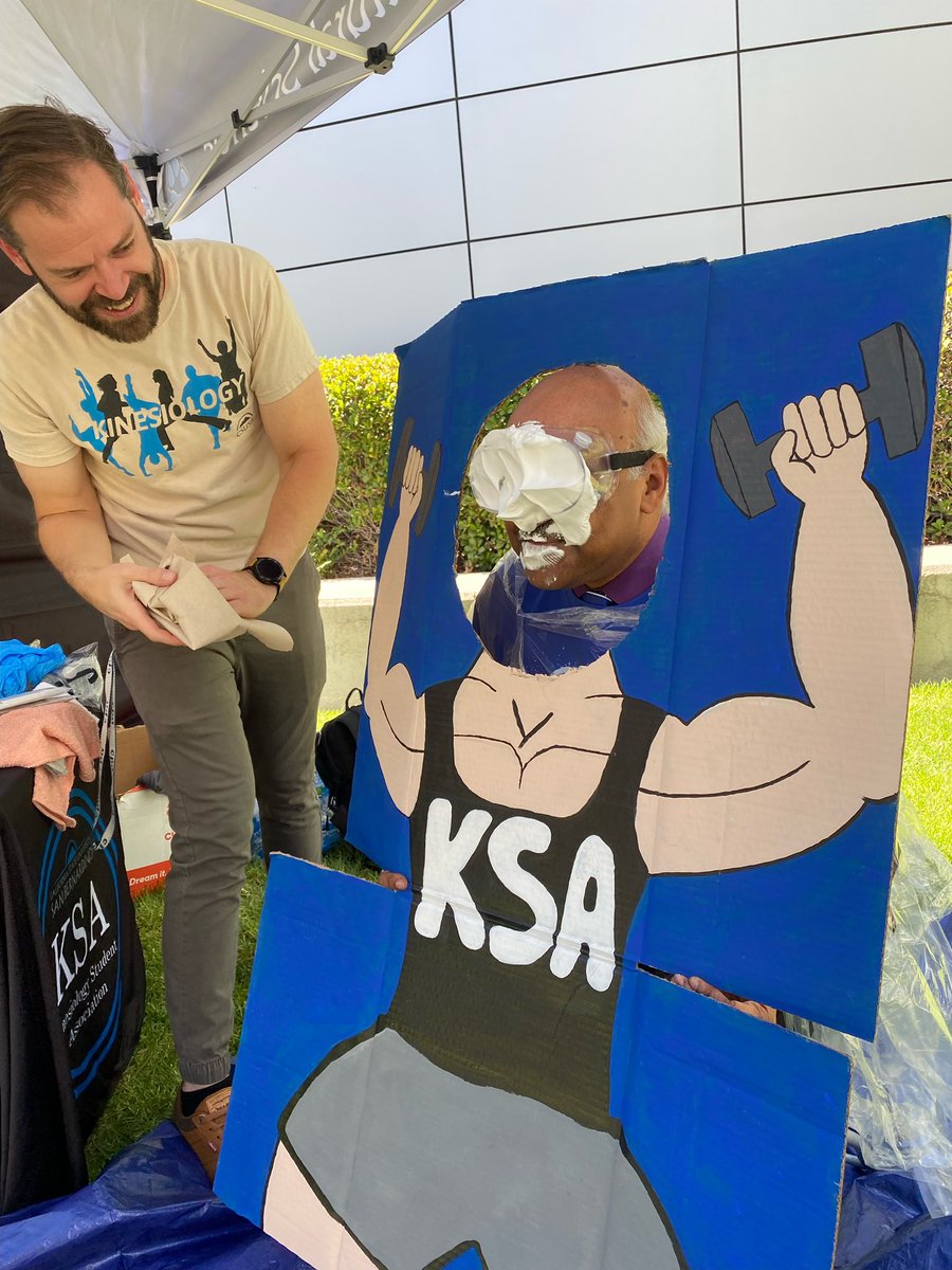 csusbcns's tweet photo. We call it โPie the Dean.โ Our #CSUSBNaturalSciences faculty, staff, and Dean @sas3pantula understood the assignment. Thanks to @CSUSB_KSA for the messy good times! #CSUSBHomecoming #kinesiology https://t.co/ZvyWTwZLwq