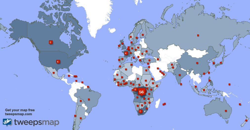 Thank you to all 12,718 of you from around the world!
tweepsmap.com/!KATANGANEWSRO…
1. Democratic Republic of the Congo (56%) 🇨🇩
2. Republic of the Congo (9%) 🇨🇬
3. South Africa (7%) 🇿🇦

Can you see your country?