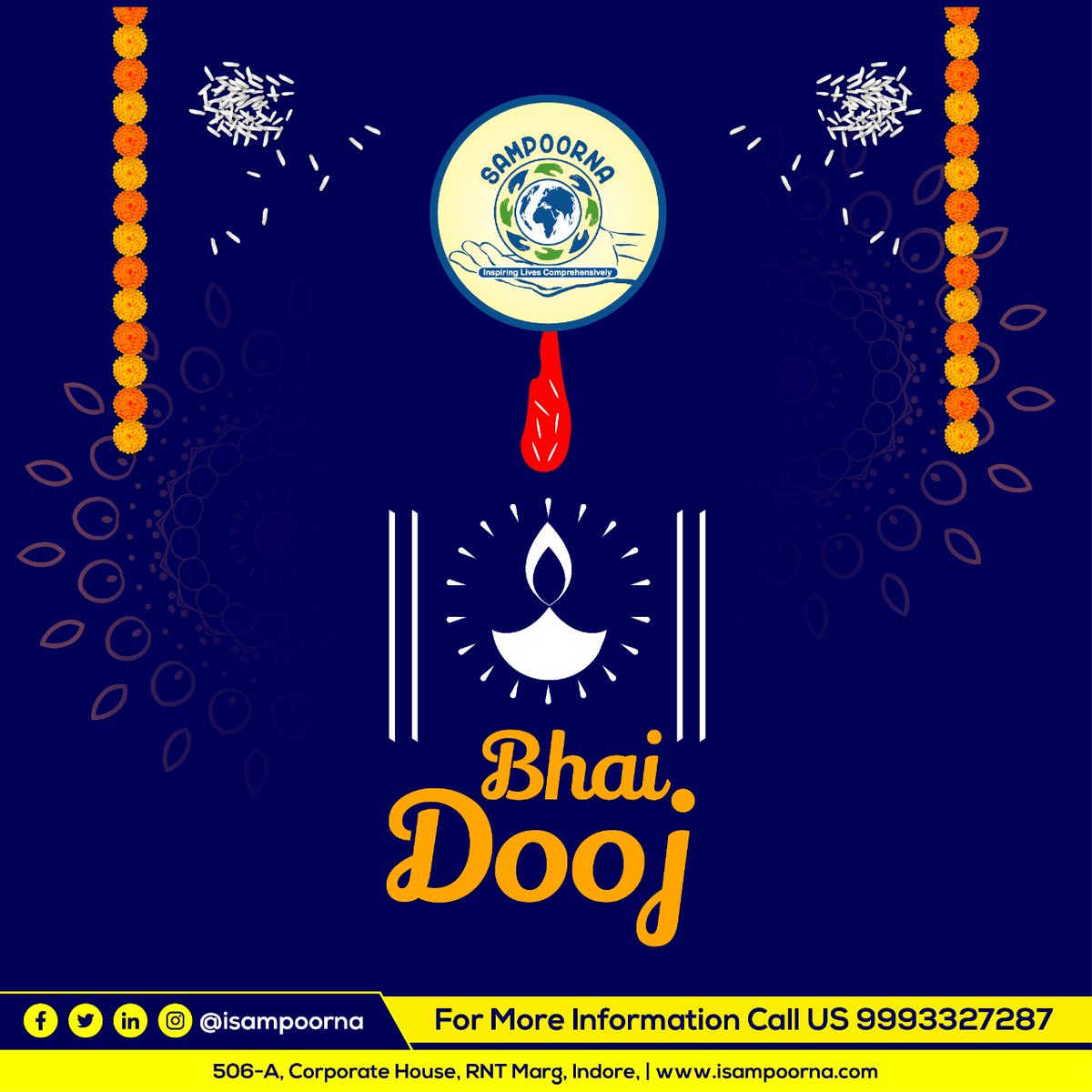 iSampoorna's tweet photo. Happy BhaiDooj Wish you the days that bring you happiness infinite and a life that's prosperous and bright.
#bhaidooj #bhaidoojspecial #bhaibehen #verticles #sehat #sahyog #bhaidoojgifts #sardar #sauhard #saundarya #swaad #ipriyankbanthia #sampoornacommunity #donation #cards https://t.co/IErasOsIa3