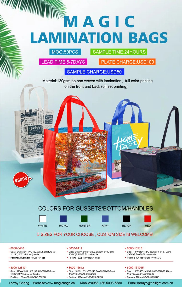 Bring your ideas to life,  Quick turn and customized Magic Lamination PP Non-woven Bags, Moq 50pcs only.