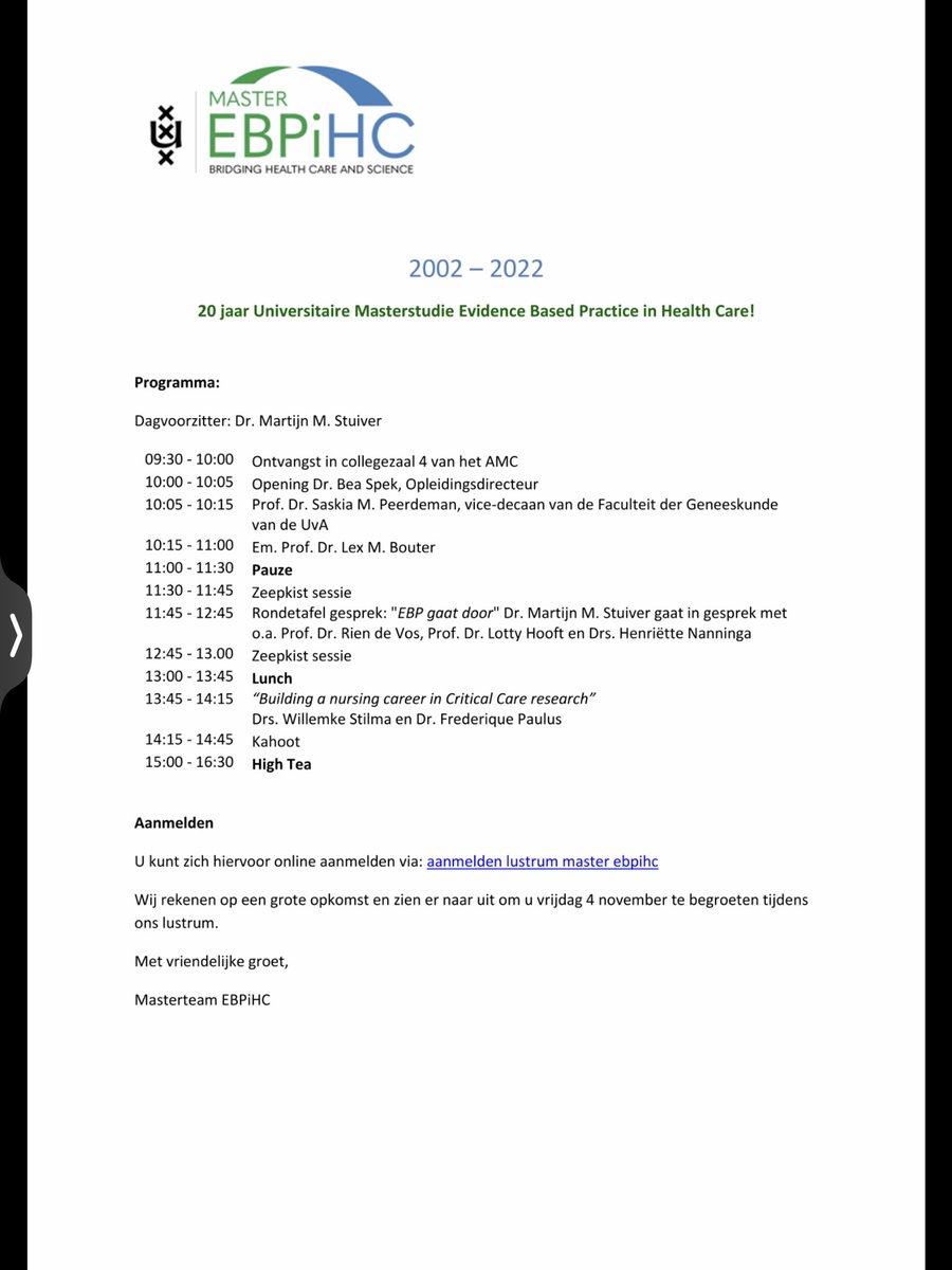🥳 Nog 2 weken en dan vieren we ons 4e lustrum🎉 Benieuwd naar wat Dr. Stuiver gaat bespreken met Prof. Rien de Vos, Drs. Henriëtte Nanninga, Prof. Lotty Hooft en Prof. Dagmar Slot? Meld u aan!