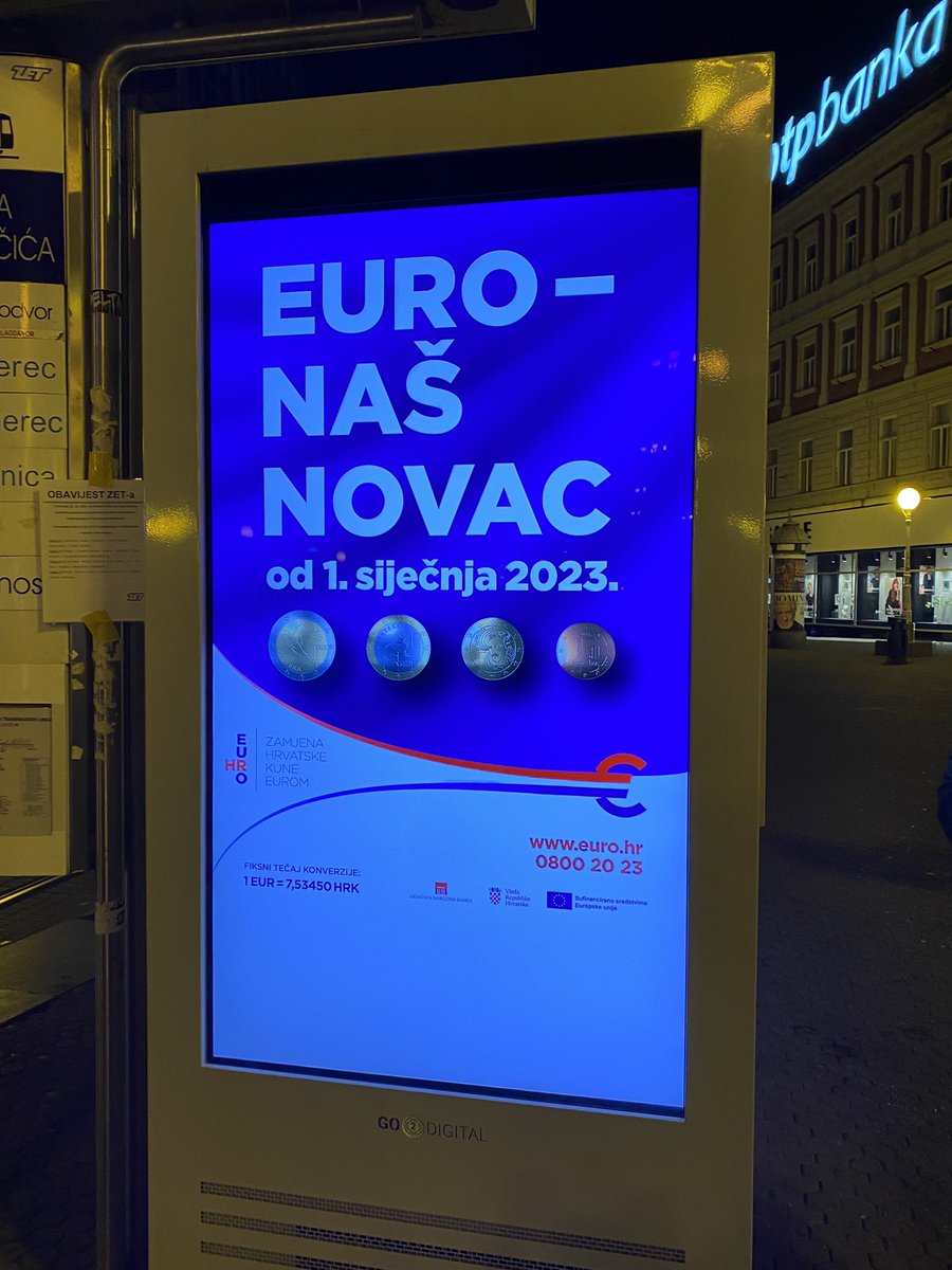 matthieu_hebert's tweet photo. In Croatia to discuss the country’s communication ahead of the euro changeover on 01/01/2023.

71 days to go and the € is already everywhere.

Euro - naš novac
The euro - our currency 

🇭🇷💶🇪🇺 https://t.co/keJzsARt8k
