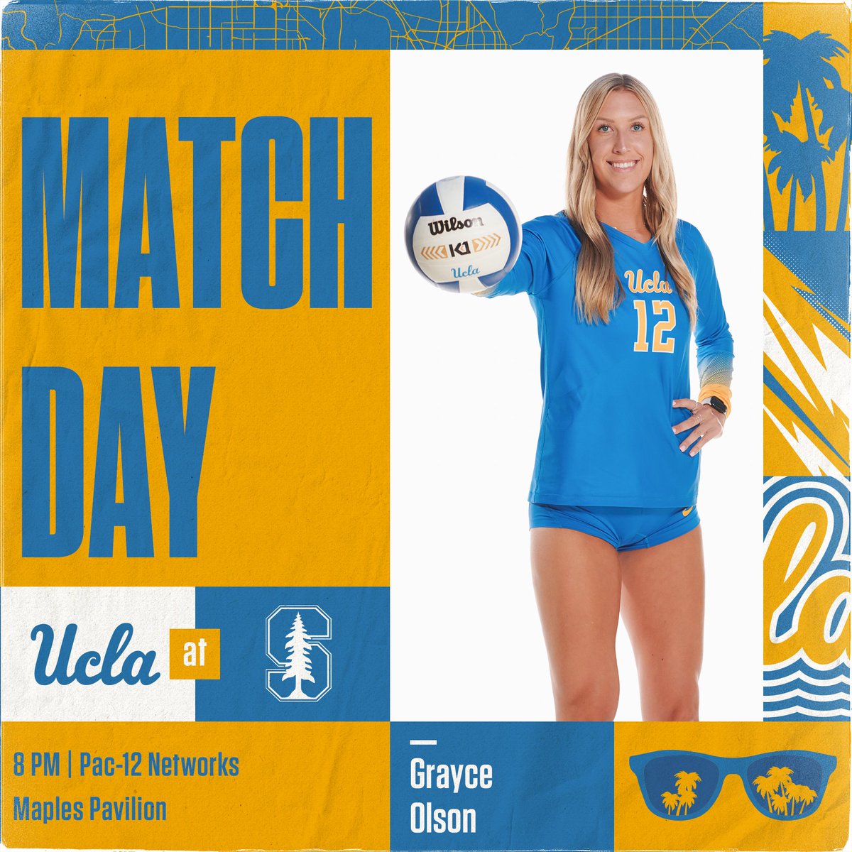 UCLAWomensVB's tweet photo. #GAMEDAY in Stanford tonight!

🆚: No. 7 Stanford
📍: Stanford, Calif.
⏰: 8 p.m. PT
📺: Pac-12 Networks
📲: https://t.co/XaXmBWjfeW
📊: https://t.co/V4rxcxLpvv

#GoBruins https://t.co/3cwNLoGeko