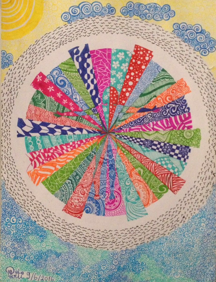 Partisanal1's tweet photo. In such a #chaotic world, #focus to find yourself, drive away to find peace.
PS. Have a deep look to the center, and let me know what you found out😅
#doodle 
#artwork 
#my_gallery 
#creative
#colorful 
#zendoodle #zenartfeatures https://t.co/o9S0SviL5v