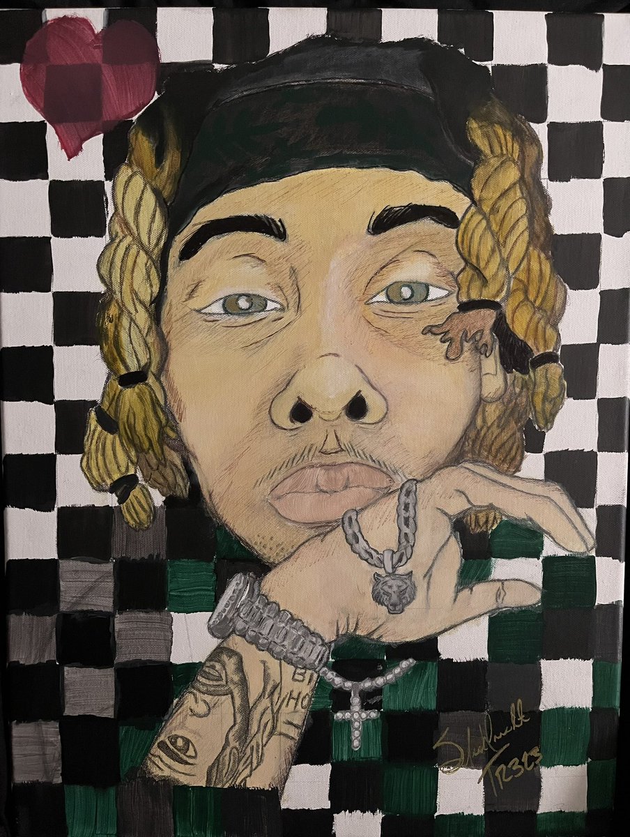 slime_drew_it's tweet photo. When you told me you wanted a painting last week, i swear i ain’t want it to be for this reason 😭💔 but ik you watching and ik you fwi 🙏🏾. Everything we talked about, ima make it happen. Until we meet again, get your rest. I love you brudda❤️ @_QGotTheJuice_ #LONGLIVEQ https://t.co/sRYG2SeVRP