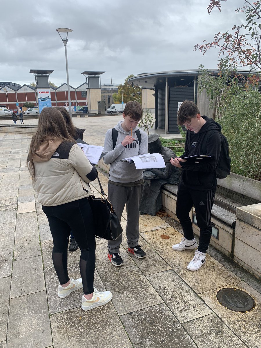 Year 11 GCSE Geography fieldwork in Bristol Harbourside. First of two days. It stayed dry! Fingers crossed for the same today. <a href="/WyedeanSchool/">Wyedean School & Sixth form centre</a> #umbrellas #dodgyforecast