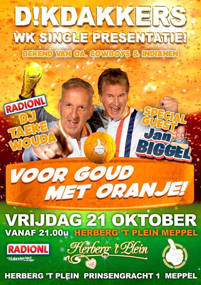 Vanavond naar Meppel met de <a href="/Dikdakkers/">D!KDAKKERS</a> &amp; Jan Biggel