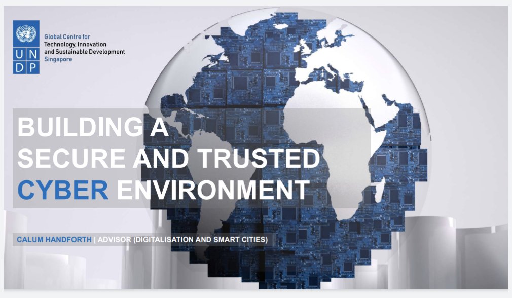 CalumAH's tweet photo. Kindly invited to share some learning from @UNDP on building a secure and trusted #cyber environment - at Singapore's #CivilServiceCollege this morning. Keen to hear from others working on these topics! https://t.co/CKK1OVKYds