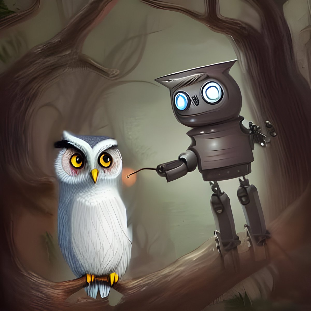 mat_van_vool's tweet photo. "Benevolent Robot Petting Owl (inpainted)" - made with @NightCafeStudio 
😊

https://t.co/goqGYA9RjZ

#modifiermonday
#aiart #nightcafe #digitalart https://t.co/TsGnsAfETt