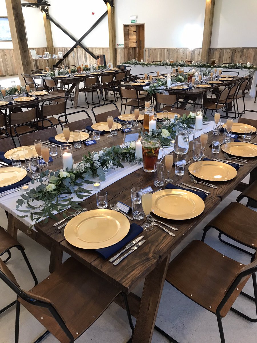 🍽SQUARE TABLES!🍽 For weddings with 80 guests or less you could push our rectangular tables together to create a square! A different option &amp; it looks great! Thank you to Coutts Events for the extra jugs hired for the pitchers of lager and jugs of Pimms! ❤️💚💙#devonweddings