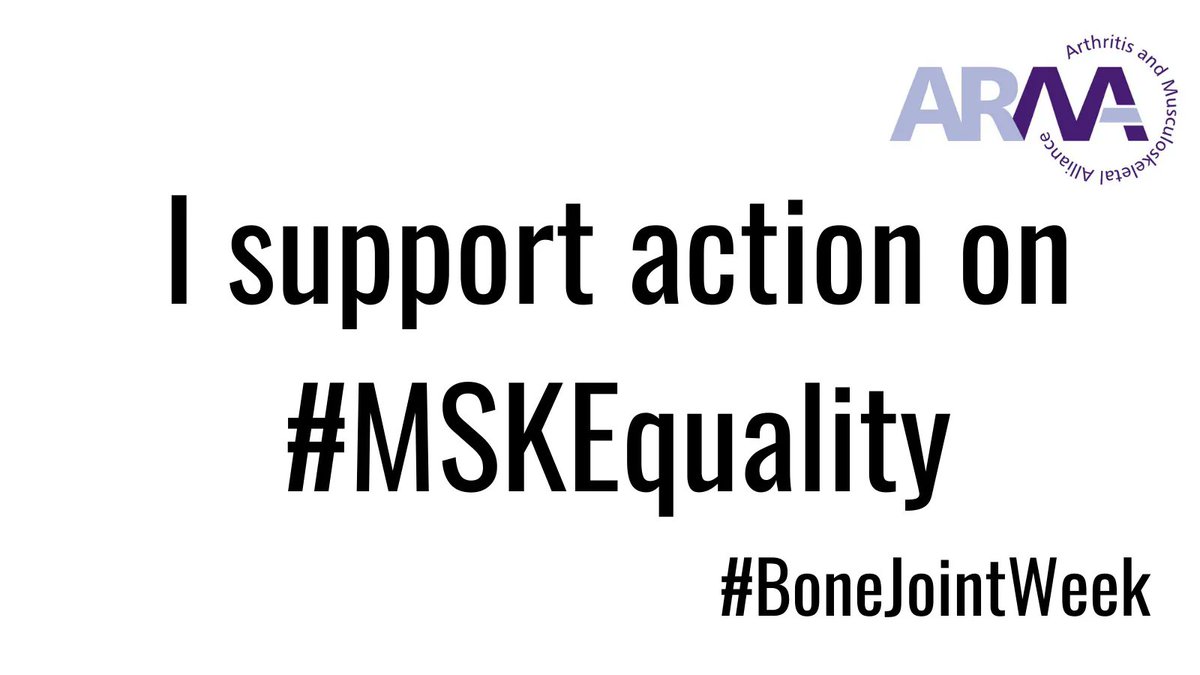 WeAreARMA's tweet photo. As #BoneJointWeek ends, thank you to everyone who helped amplify our message and increase awareness of the need for #MSKEquality. 

Together we continue to call for truly equitable access to high-quality, effective, person-centred care for everyone living with an #MSK condition https://t.co/kmXm4xtrtd