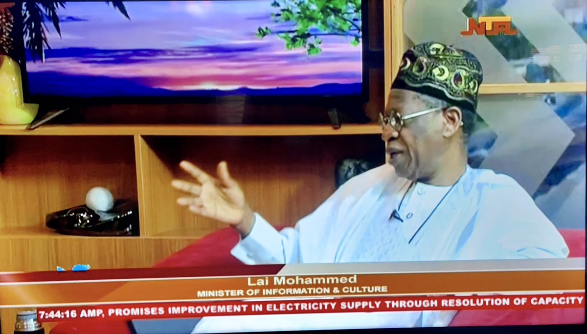 FMINONigeria's tweet photo. The Honorable Minister of Information & Culture, Alh. Lai Mohammed is live on @NTANewsNow ‘Good Morning Nigeria’ to discuss the upcoming @UNESCO #GlobalMILWeek2020
Please tune in now. https://t.co/vOsmn7cCxF