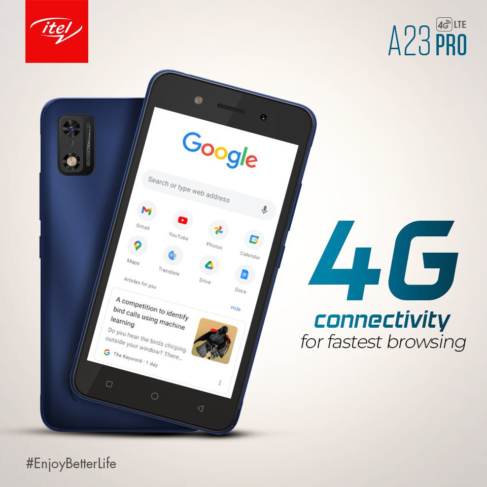 ItelPakistan's tweet photo. Capture all of your life's special events with A23 Pro's outstanding Front & Rear Cameras. 4G connectivity for speedier streaming and eye-catching display to have a great viewing experience.
Shop now: https://t.co/OVA6nlcmgF
#itelhome #itelpakistan #itelmobile #A23pro https://t.co/aNLv5hsczg