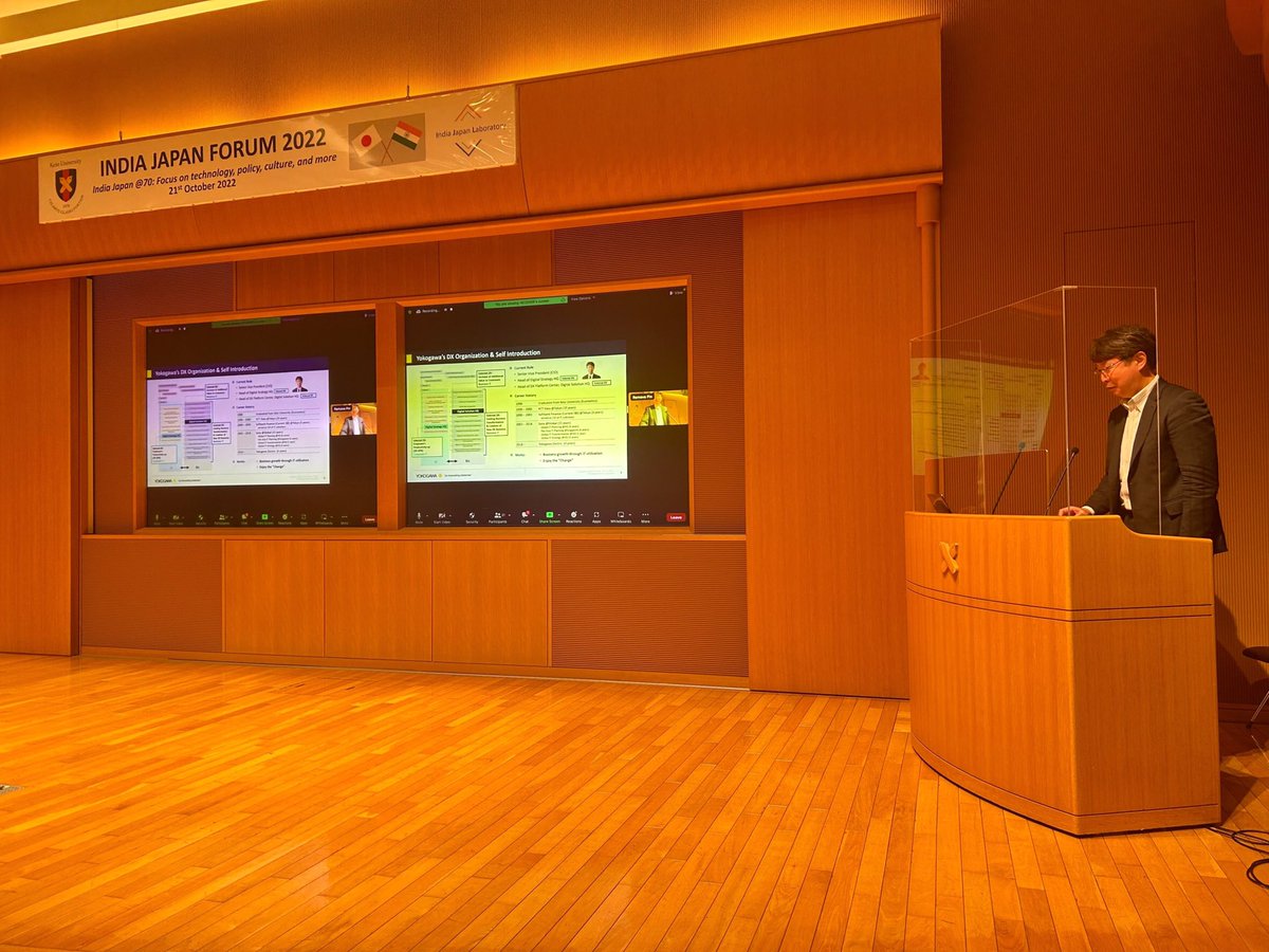 ijlsfc's tweet photo. Yukihiro Funyu, Senior Vice President, Yokogawa Electric corporation, also an alumni of Keio university shared on yokogawas strategies, experience in india. He highlighted on the need to leverage speacialised India’s Human Resources. @rajibshaw @ijlsfc # Keio SFC #indiajapan https://t.co/ilMz1kgasb