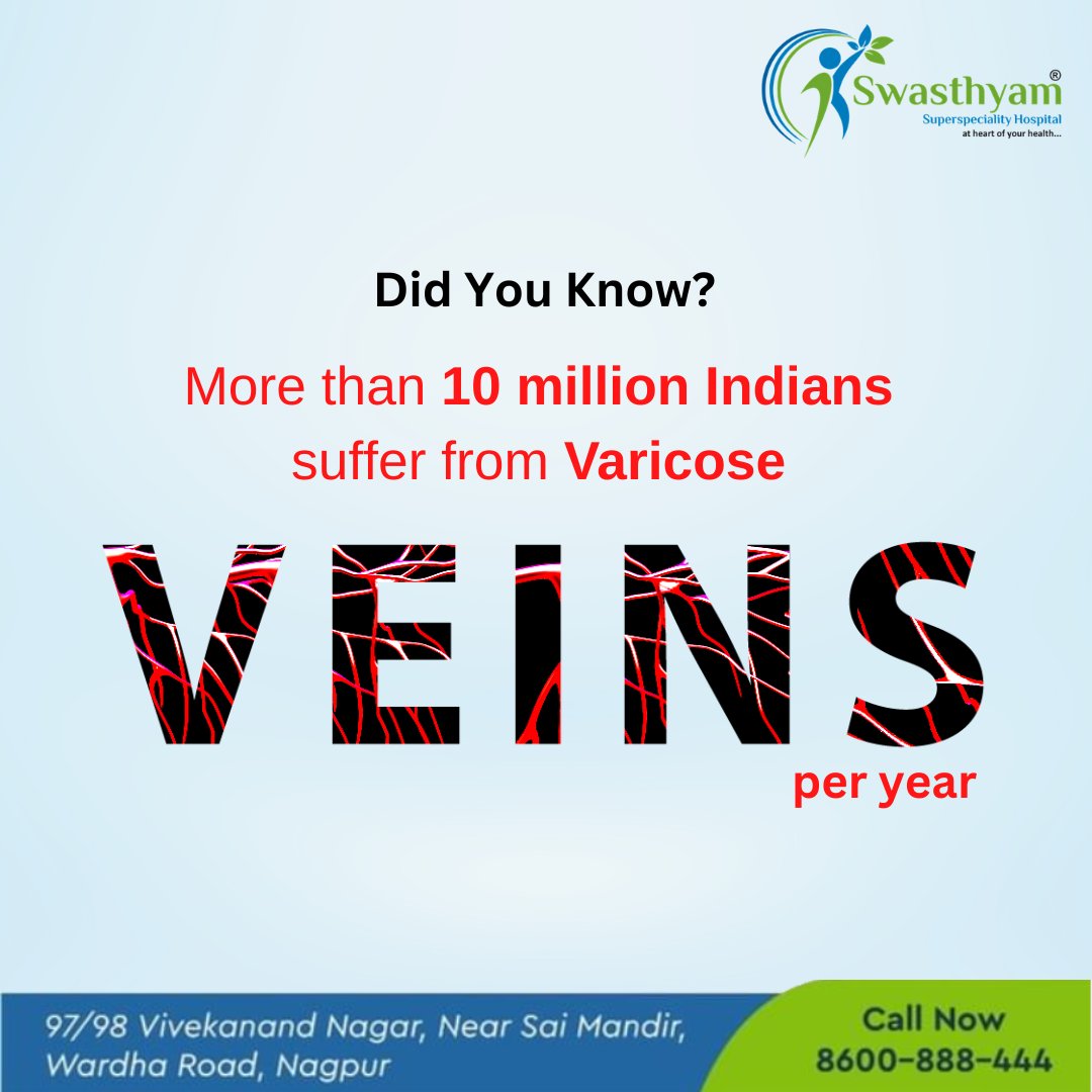 SwasthyamH's tweet photo. You should never ignore any visible signs of varicose veins. Although not a very serious disorder, varicose veins may not require immediate treatment but genuine medical aid is vital to prevent the condition from getting worse.#Varicosevein #drrohitgupta https://t.co/bU84J3zbA6