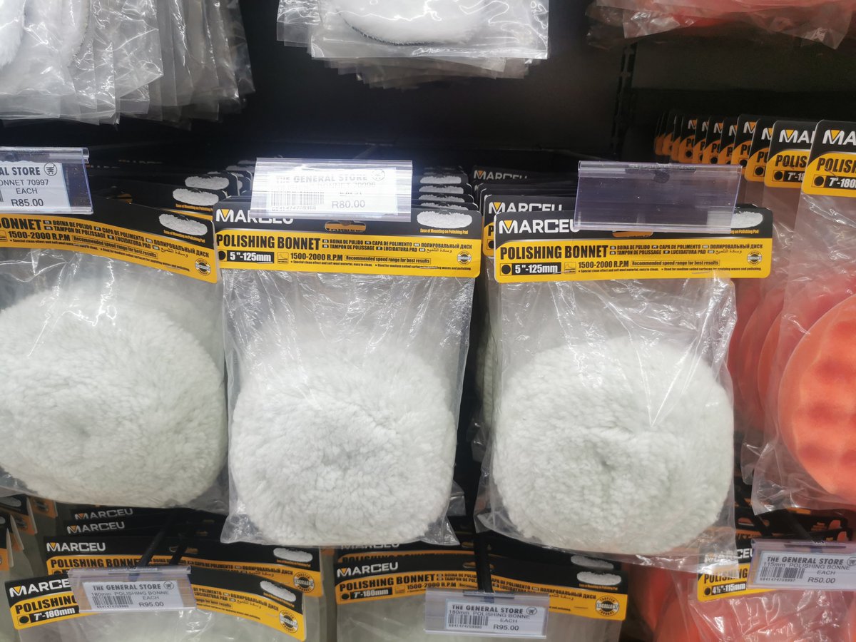 TGSOnlineZA's tweet photo. Use an automotive polisher together with our easy-to-use polishing wool buffs, various polishes and waxes can be applied. #TheGeneralStore #TGSEdenvale #polishingbonnet https://t.co/iDvfnad3Pu