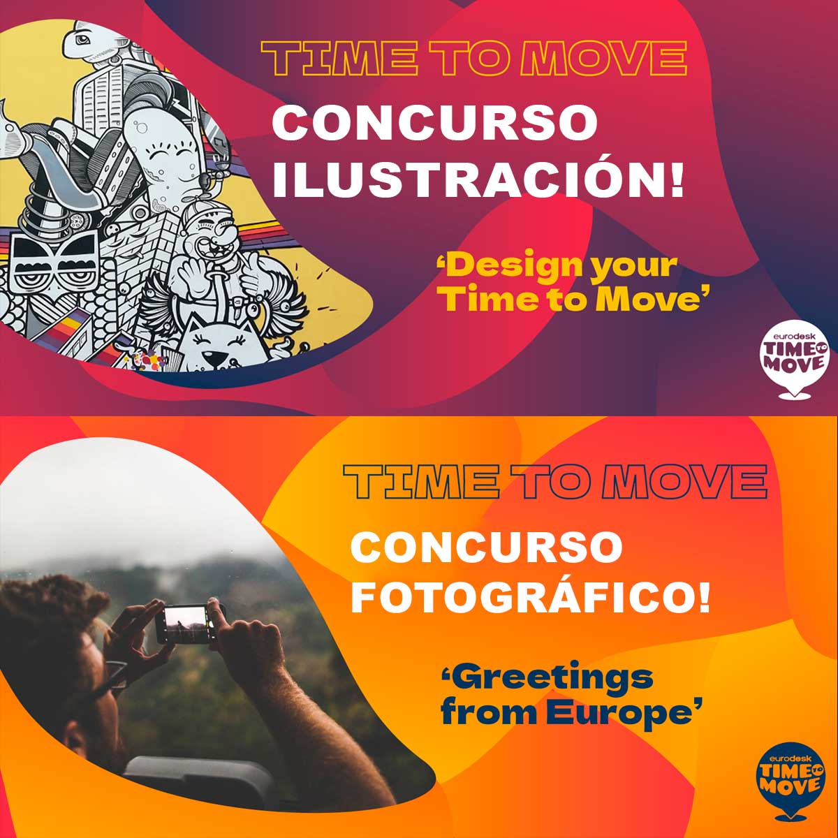 logronojoven's tweet photo. 🗣️ Participa en los #concursos de #fotografía e #ilustración del #TimeToMove2022 y gana interesantes premios 🏆
✅Greetings from Europe
✅Design your Time To Move
⌛️ Plazo abierto hasta las 12 h.🕛 del 3⃣1⃣ de octubre
➕ℹ️🔗 https://t.co/bIqICqBhFn
#Eurodesk #RedSIJ https://t.co/AAVuUNs7e0