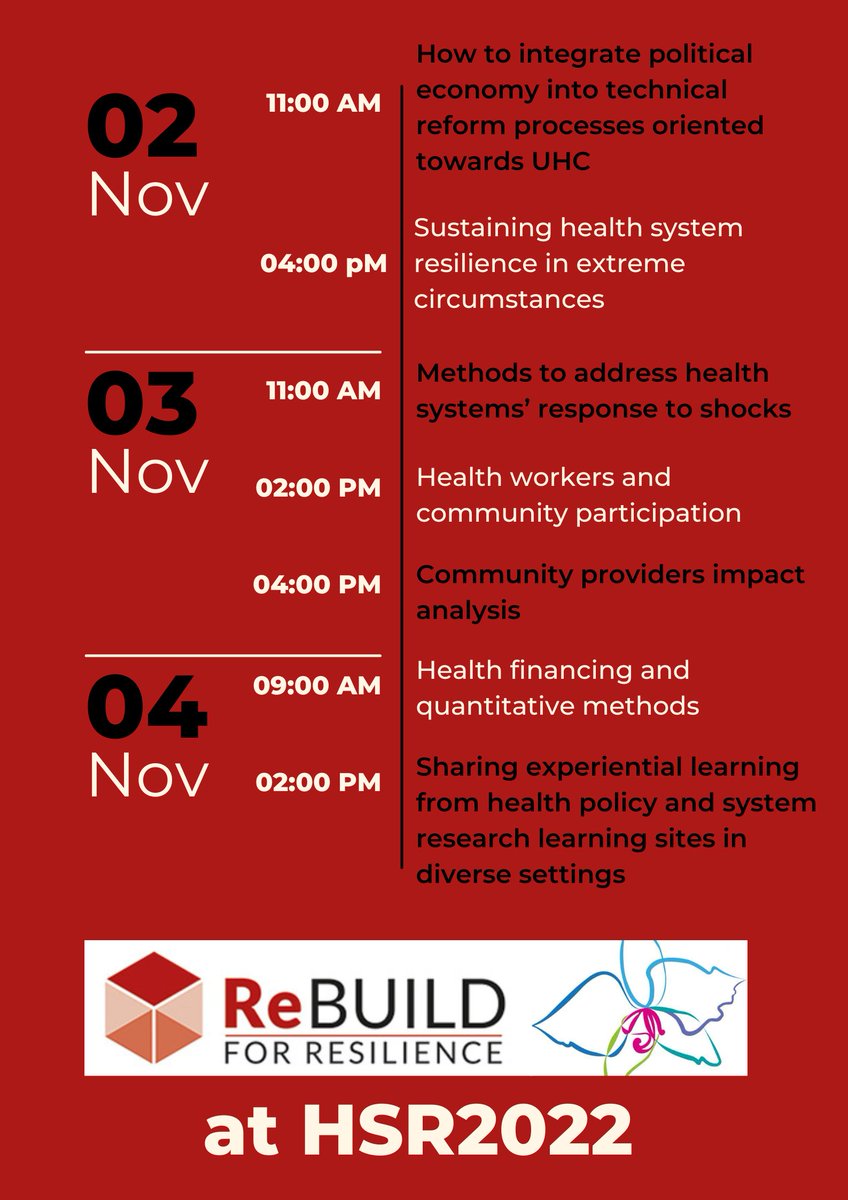 Only a few more sleeps until #HSR2022 kicks off. The ReBUILD team will be there with presentations, posters and a stand - E5. Would be lovely to see you. Details here... rebuildconsortium.com/rebuild-hsr202… @sophie_witter @ghiaub @K2PCenter @FCDOResearch @H_S_Global @l_hassim