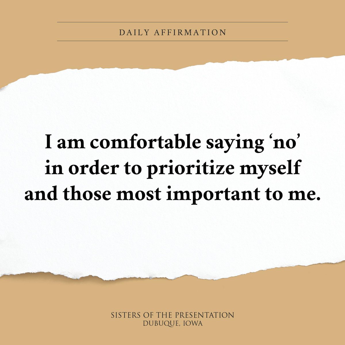 Daily Affirmation: I am comfortable saying ‘no’ in order to prioritize myself and those most important to me. #dbqpbvms #dailyaffirmations