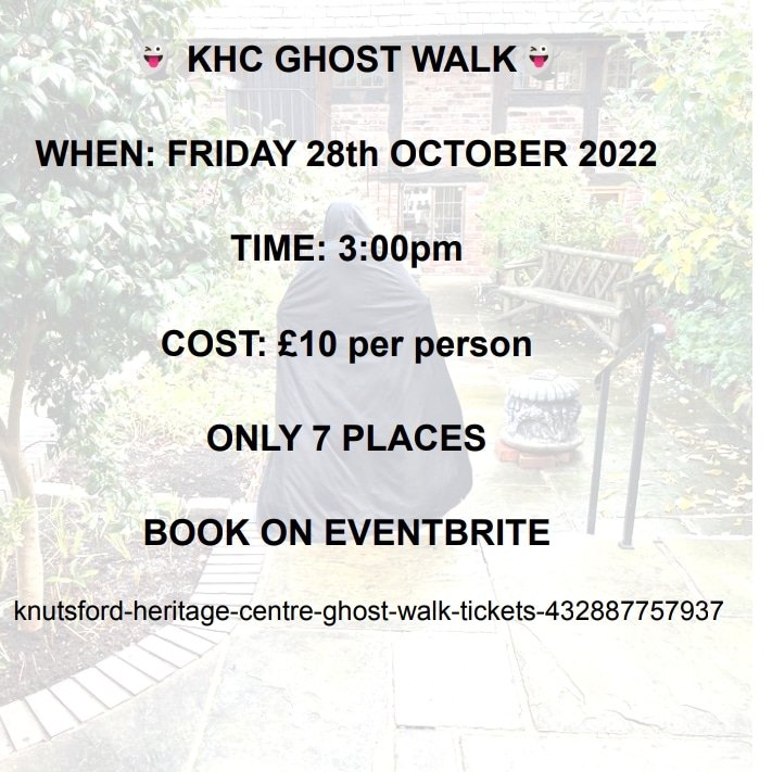 KNUTSFORD HERITAGE CENTRE - GHOST WALKING TOUR - Friday, Oct 28 - 3pm

Follow your guide as dusk falls in the late afternoon, and experience one of the most bizarre and out of the ordinary events ever to happen in Knutsford!

eventbrite.co.uk/e/knutsford-he…