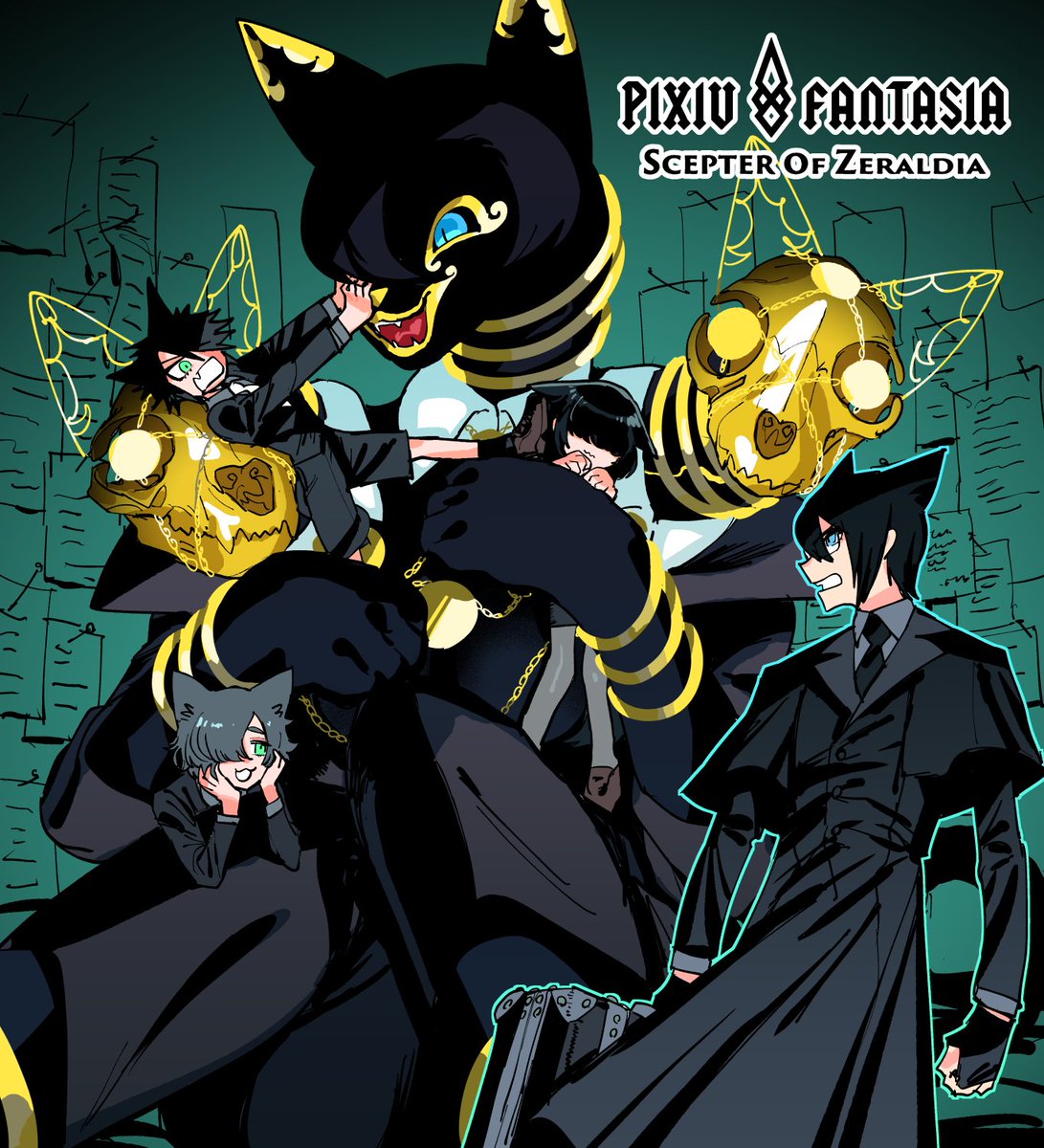 「ピクファン金貸し黒猫交流!【PFSOZ】黒猫と黒猫 | 窓口基 #pixiv  」|窓 口 基のイラスト
