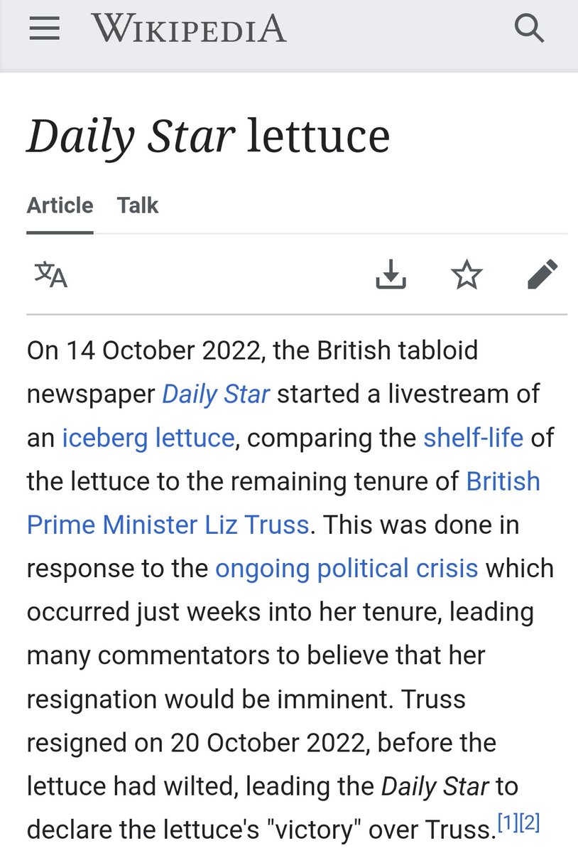 🚨 When the Lettuce 🥬 Won 🏆 makes perfect sense that  a wikipedia page would follow!!! 
 #LizVsLettuce #LettuceWins