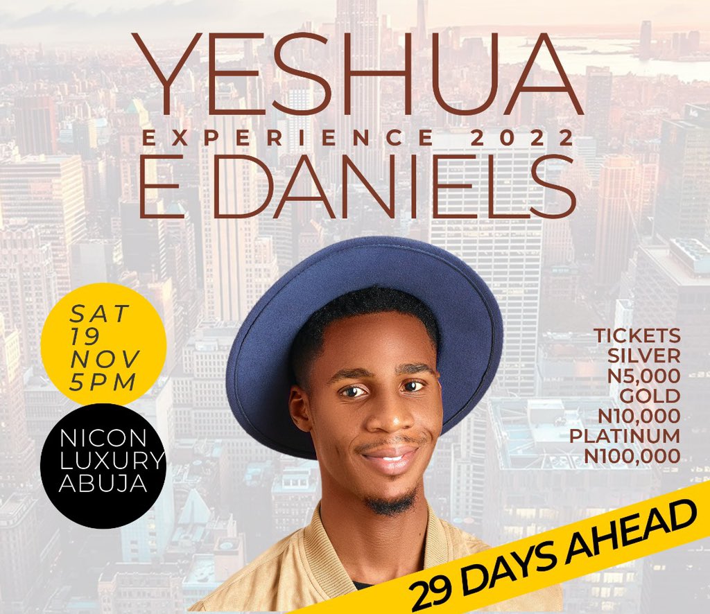 iamedaniels's tweet photo. If for any reason you are yet to get tickets to THE YESHUA EXPERIENCE, do so now. 

https://t.co/SL4fabZuQ0 

⬆️ 
#iamlimitless #teamlimitless #tye #theyeshuaexperience https://t.co/OmyOuCRCXW