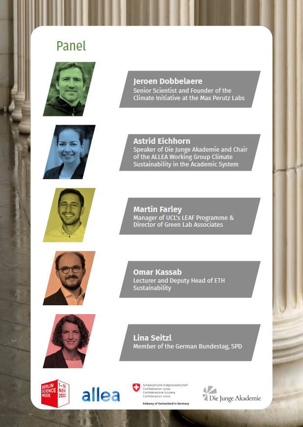 ALLEA_academies's tweet photo. Are you joining us on 2 Nov to discuss the ways we can make the #AcademicSystem more #ClimateSustainable? Have a look at our programme 👇

Not registered yet? You have time until next week 📝

We look forward to seeing you at the Swiss Embassy!

🔗 https://t.co/VfkBe7fOey https://t.co/7fAreG4g0O