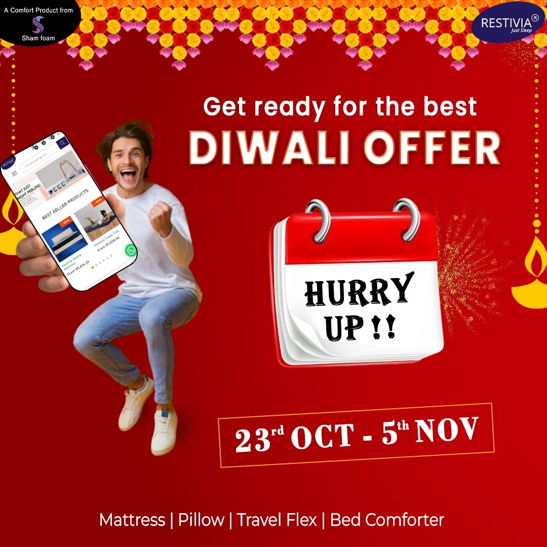 RestiviaM's tweet photo. Get ready for the best diwali offer
Hurry Up !!

Order Now
https://t.co/Jxno5f2GzN

#diwali #diwalioffer #bestoffer #offers #sale #fashion #shopping #onlineshopping #style #promo #discount #love #like #shop #instagood #sales #onlineshop  #Resitiviamattress #restivia https://t.co/g4cAsUTVXt