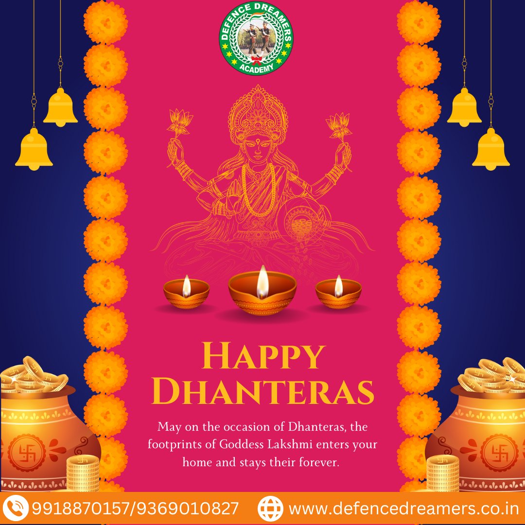 defencedreamers's tweet photo. Defence Dreamers wishes you a very Happy Dhanteras.#DefenceDreamers #Defence #Coaching #DefenceDreamersAcademy #DDA #ServeTheNation #ARMY #AIRFORCE #NAVY #AdmissionsOpen https://t.co/vqKVJyy3Ay