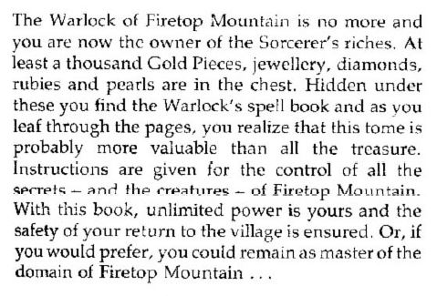 twtt_rpg's tweet image. Congratulations! You have defeated the Warlock of Firetop Mountain!!!