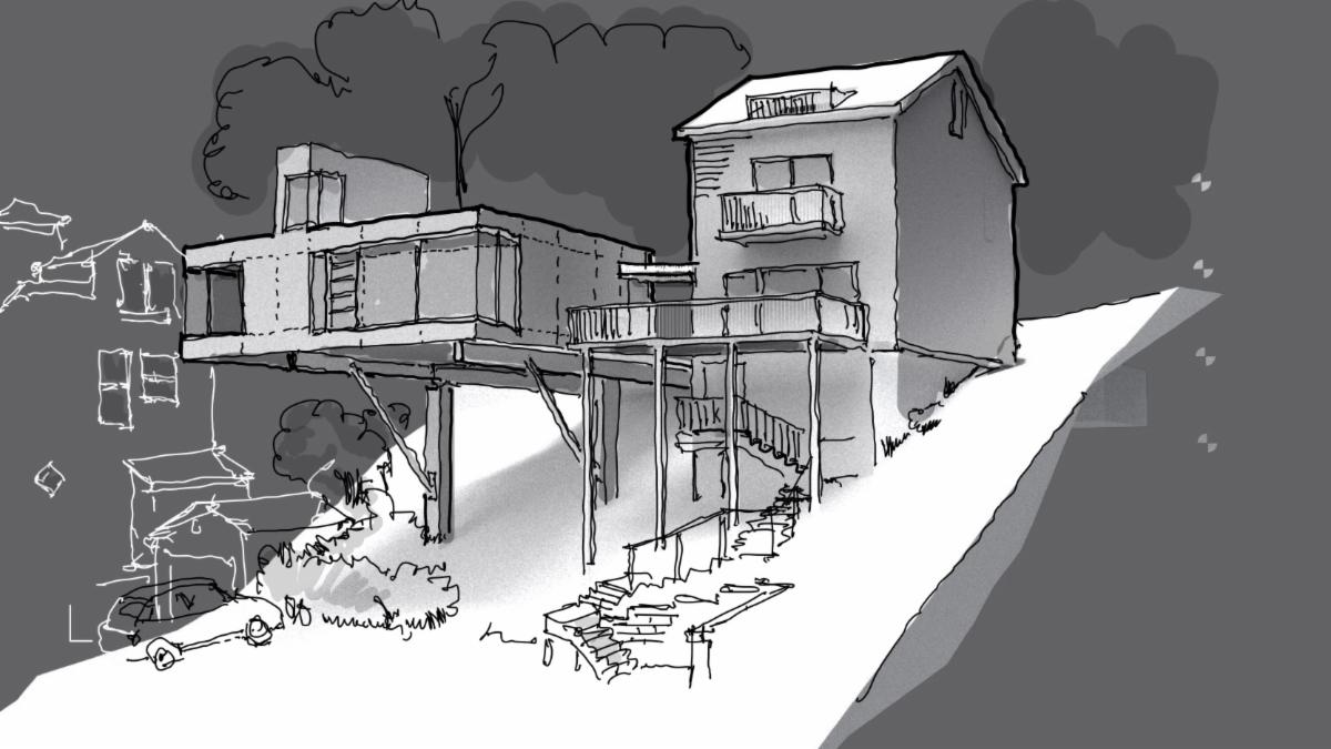 fisherarch's tweet photo. #ProjectPreview
Here are some options for an addition to a traditional home. The site is quite hilly, being on a big #Pittsburgh #slope

#Architecture @goodnotes.app #revit #sketches #blackandwhite #design #ContemporaryDesign #ModernArchitecture https://t.co/rshyWGdsNy
