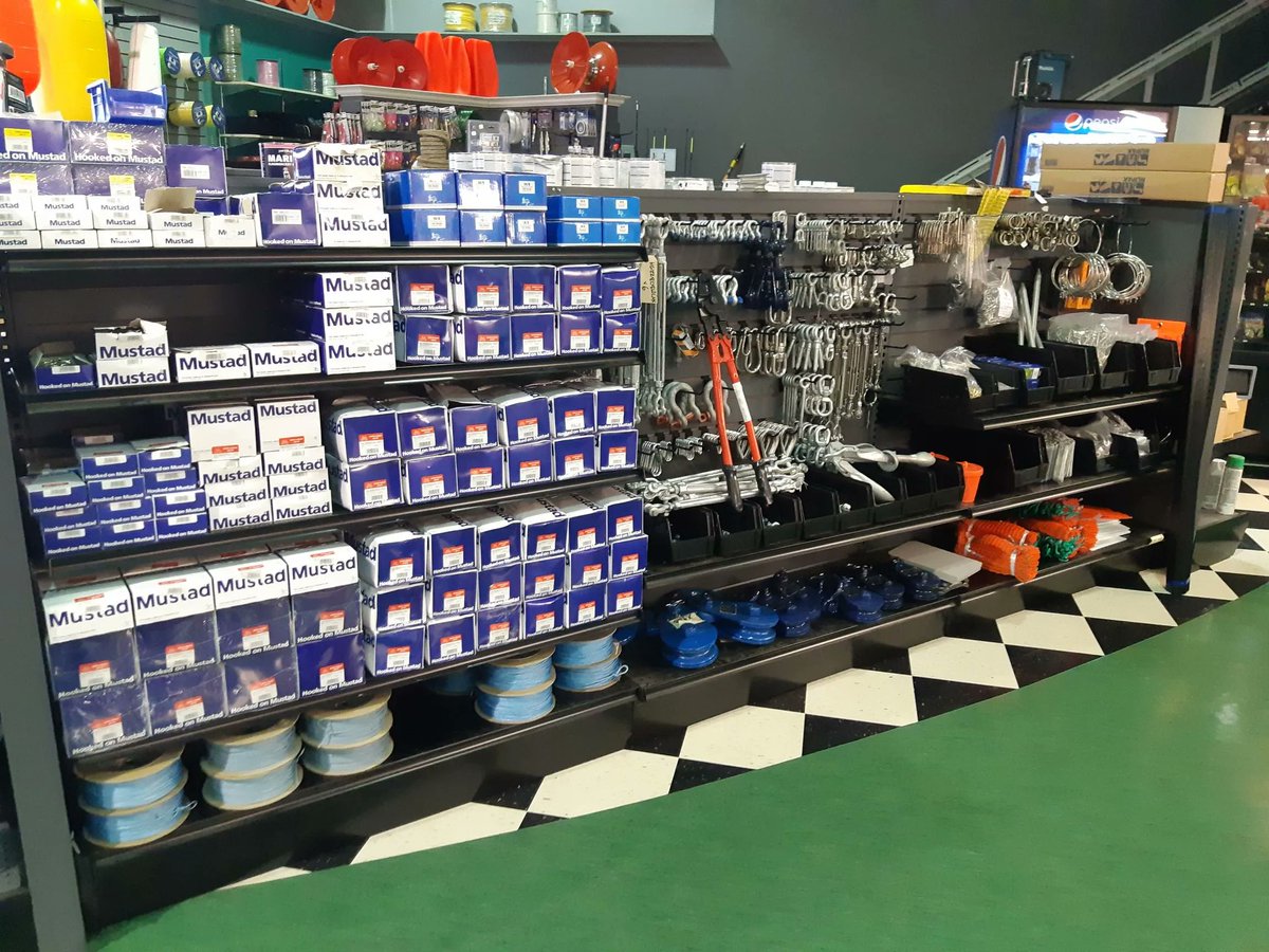 Our Paradise branch has lots of stock! 

- Various hooks including circle hooks (stainless and regular)
- Tuna line
- Snatch blocks 
- Stainless and galvanized rigging hardware 
- Lobster trap building supplies

1225 Kenmount Rd
Tel: (709) 722-4221 

Open Mon-Fri 8am-5pm