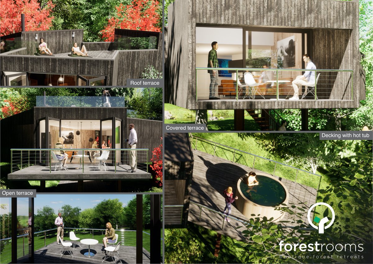 ForestRooms's tweet photo. Lots of outdoor zones to enjoy the beauty of the woodland, such as the Amazing roof terrace - Large 1st floor terrace - Covered terrace - Decking area with hot tub &amp; BBQ - Luxury &amp; Nature in perfect harmony! @ForestRooms @thisisglamping https://t.co/xL2J3T02tG
